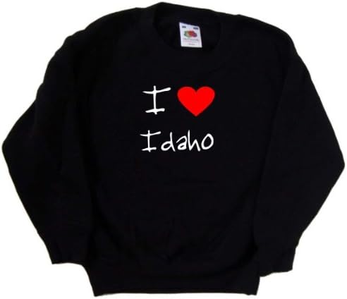 Черна детска Hoody I Love Heart Idaho