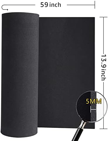 6 мм Пяна eva и 5 мм Листа на руло ева Foam, Черен, Premium Висока Плътност 89 кг/м3 за Cosplay, Diy проекти