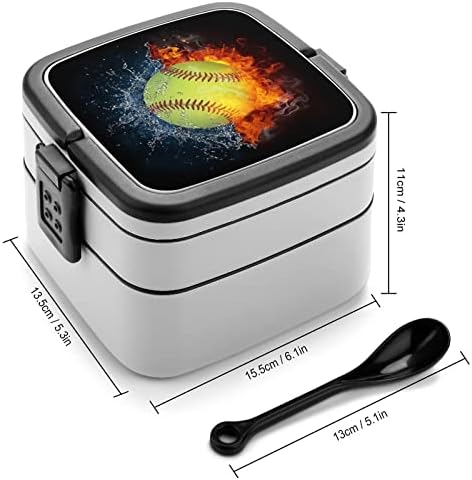 Пожарна Бейзболна Спортна Кутия за Bento, Двуслойни Универсален Штабелируемый Контейнер за Обяд с Лъжица за