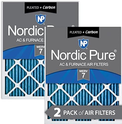 Nordic Pure 12x24x1 MERV 7 Нагънат Плюс Въглен Въздушни Филтри за печки ac 2 Опаковки