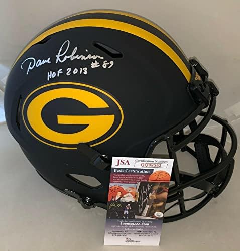 Дейв Робинсън подписа каска Грийн Бей Пакърс Eclipse F/S С надпис HOF JSA - Каски NFL с автограф