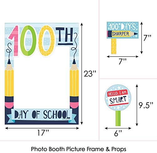 Голяма точка щастие С 100-ти ден в училище - Рамка за селфи и подпори за партито 100 дни - Отпечатани на солидна