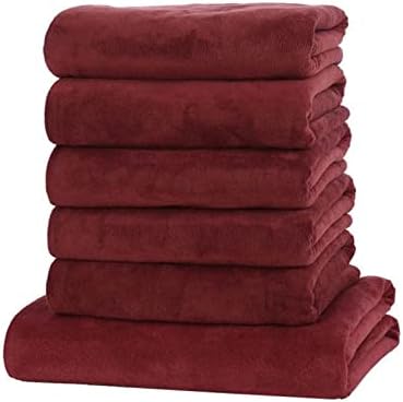 Хавлии за баня, MESSIYO Luxury Medium Red Опаковка от 6 Хавлии за баня, 24 X 48 Инча Памучни Кърпи за Баня и