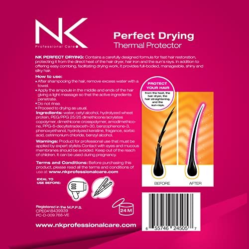 NK Professional Care Идеалната Высушивающая ампула. Термозащита за косата, Срещу резба (3 опаковки по 36 мл)