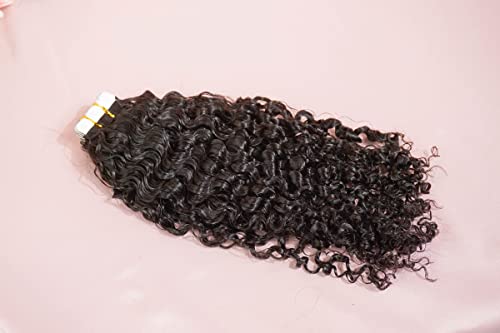 Невидима кудрявая свободна вълнообразни ленти за удължаване на косата с Натурални черна коса remy 20pcs 50 г