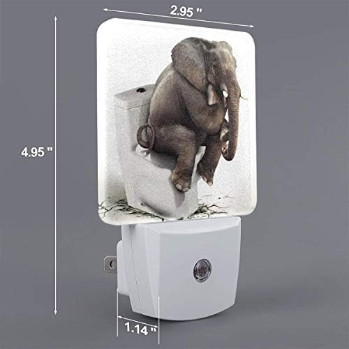 Aieefun Комплект от 2 led ночников, Слон, Седнала на Тоалетната чиния, Автоматичен Сензор за Здрач до Зори,