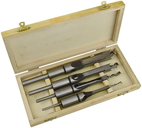 Набор от инструменти за Пробиване на Мортис 4шт 6,10,13 и 16 мм Стамески В Дървена Кутия Дървообработващи TE665