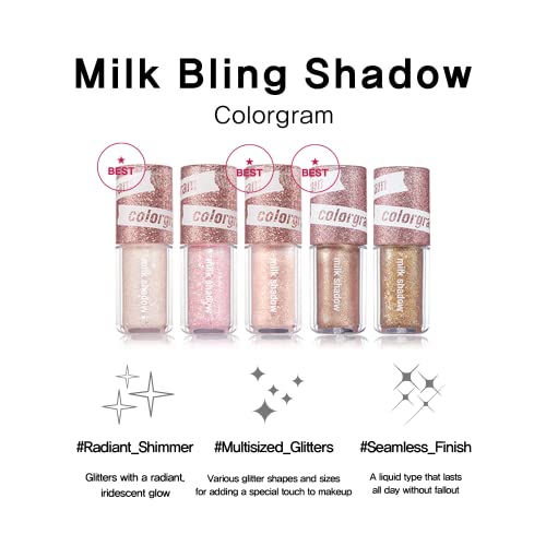 Сянката на COLORGRAM Milk Bling Shadow - 02 Opal Flash 0,11 течни унции, 3,2 g | Пигментирани течни блестящи
