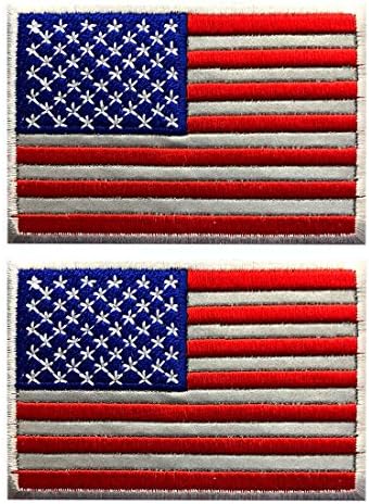 Светоотражающая нашивка с американския флаг на САЩ (2 бр., дойде желязо - 3.0 X 2.0 -RF1)