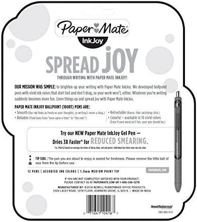Прибиращи химикалки Хартия мат InkJoy 100RT, със Средна заострением, Асорти, 12 опаковки (1951393)