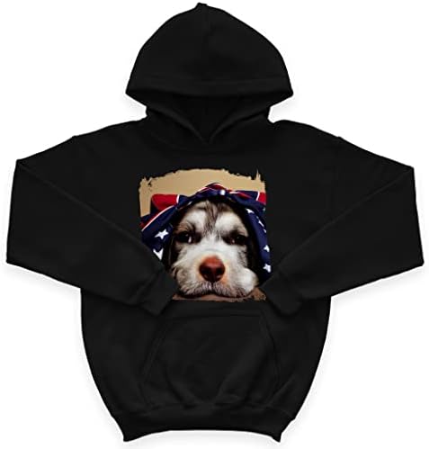 Детска hoody с качулка от порести руно с флага на сащ - Детска hoody с принтом кучета - Скъпа hoody с качулка