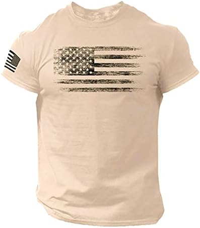 Тениска за Мъже с Къси Ръкави, Потници за Мускулния Фитнес, Разпечатки на Американското, Спортни Тениски за