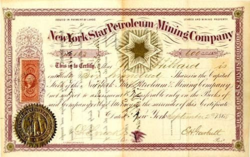 New York Star Petroleum Mining Co. - Склад за сертификат