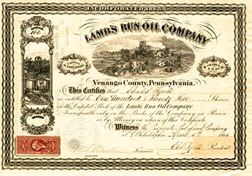 Lamb's Run Oil Co. - Склад за сертификат