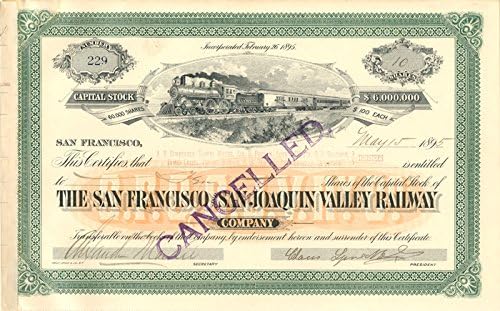 Железопътен транспорт на Сан Франциско и долината Сан Хоакин , подписан от Коледа Спрекелсом