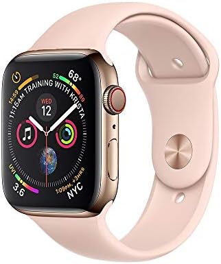 Apple Watch Серия 4 (GPS + cellular, 44 mm) - Златист корпус от неръждаема стомана, с каишка в Розов цвят Sand