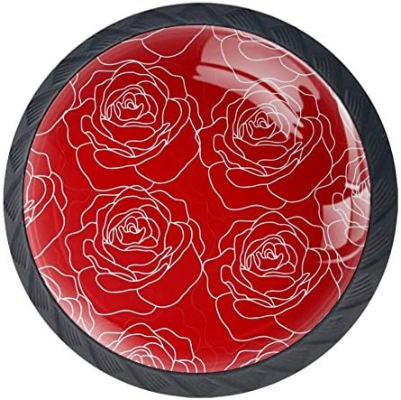 Идеален за чекмеджета с шарени червени рози, повдигащи дръжки, кабинет, тоалетна масичка, дръжки за шкафа, прибиращи