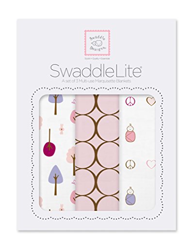 Swaddlelite от SwaddleDesigns, Комплект от 3 Пеленальных одеяла Marquisette, Памук Плат Premium, SeaCrystal