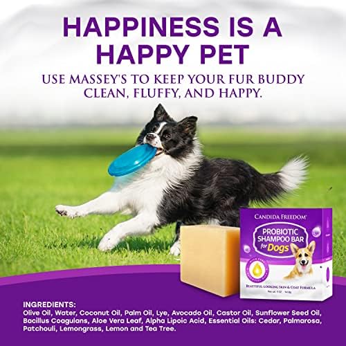 Шоколад натурален кучешки сапун Masseys с пробиотиками, Етерични масла - Шампоан за кучета за Хипоалергенни,