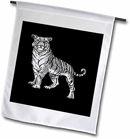 Триизмерна фигура Линия Тигър, е Черно-бяла Татуировка - Знамена (fl_356770_1)