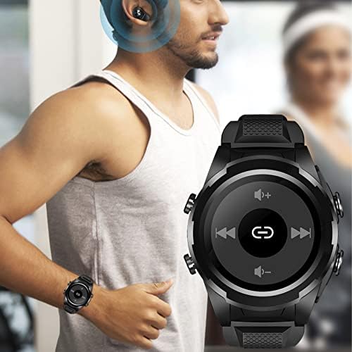 Смарт часовници със слушалки, Кръгли фитнес часовник, 1,28-Цолови Bluetooth-часовник с стъпка, Калории, Монитор