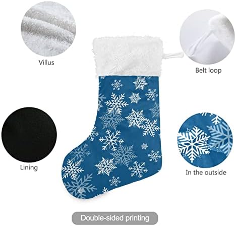 Коледни Чорапи ALAZA, Синя Снежинка, Зимни Класически Персонализирани Големи Чорапи, Бижута за Семейни Тържества,