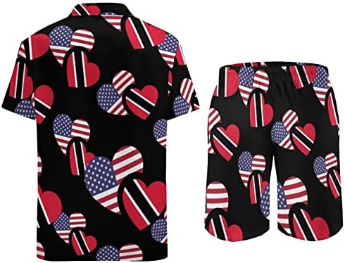 Trinidad_and_Tobago американския Флаг Мъжки Плажни Дрехи от 2 теми, Хавайска Риза с копчета с Къс ръкав и къси