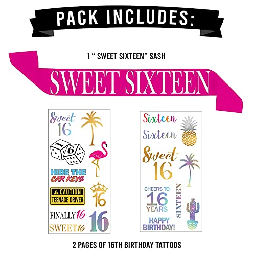 Комплект за татуировки и колан Sweet 16 - 16th Birthday - Sweet Sixteen - Аксесоари за партита, Идеи за подаръци