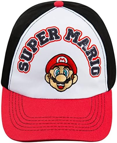 Мъжка бейзболна шапка на Nintendo Super Mario с регулируема закопчалка - Памук, бяло и Червено-Черен Размер
