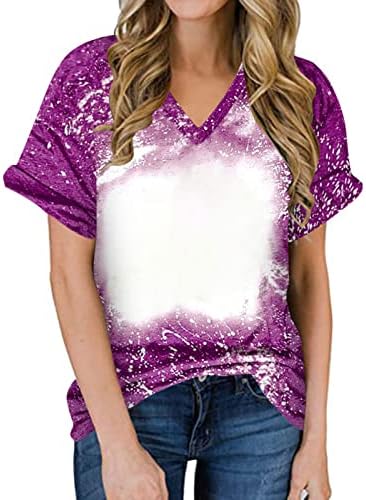 Дамски Блузи с V-образно деколте, Базова Лятна Тениска С принтом под формата на тай-боя, Модни Свободни Ризи