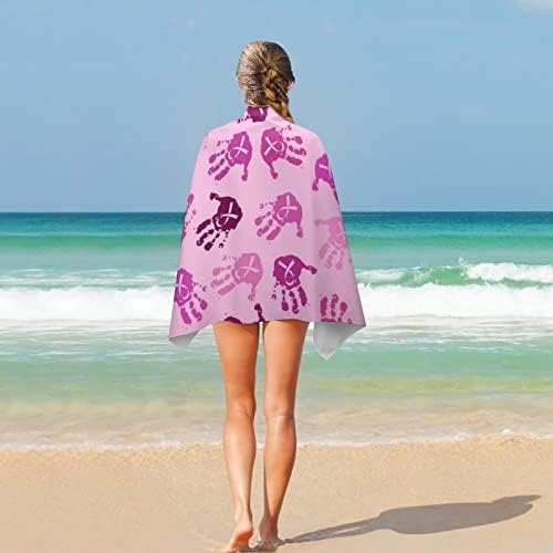 Плажни Кърпи с Отпечатък от Ръка на Розова Лента на Рак, Плажни Кърпи за Пътуване, Быстросохнущее Кърпа за Плувци,