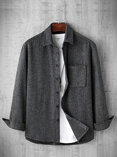 Якета Xinbalove за мъже, Палто с преден джоб под формата на елхички,1 бр. (Цвят: тъмно сив, Размер: малък)