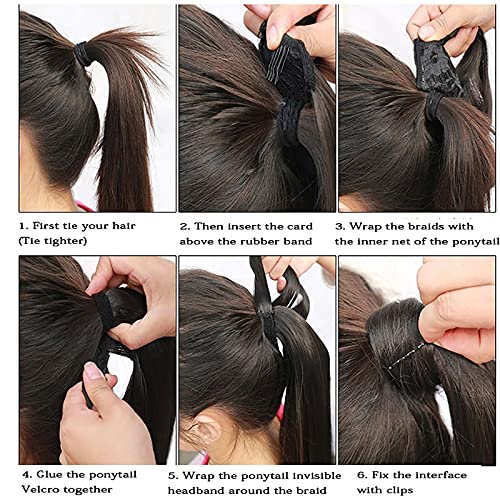 Човешката коса за изграждане на опашката Tinashe, черни с кафяв, Човешка коса Remy, Обвивка около изграждането