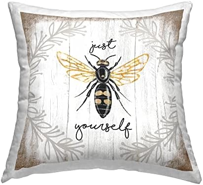 Възглавница Stupell Industries Just Be Yourself Сантиментална Непринуден чар Bee Дизайн Елизабет Тиндалл, 18