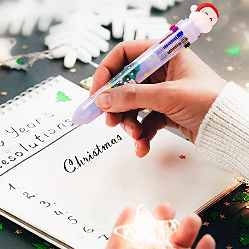 WGUST Скъпа Коледна Многоцветен Химикалка химикалка, Прибиращ се Многоцветен дръжка, Аксесоари За маса, Химикалки
