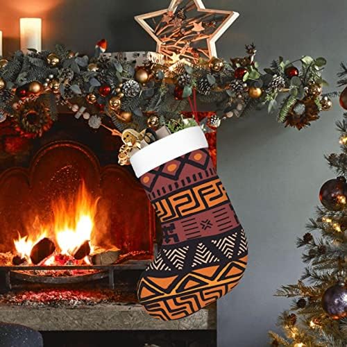Коледни Чорапи YILEQUAN 18 Инча, Класически Чорапи, Африканска Кална Плат в Племенно Стил за Семейна Почивка,