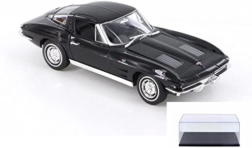 Хвърли под натиска на автомобил с Витрина - Chevy Corvette 1963 година с твърд покрив, черно - Welly 24073WBK