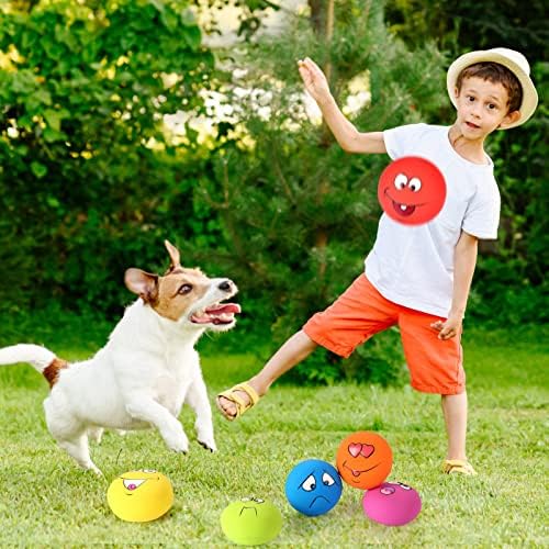 Hamerial Писклив Играчки за Кучета, Латекс, Гумени Меки Играчки за Кучета, Писклив Плоски Топки, Chewy Balls